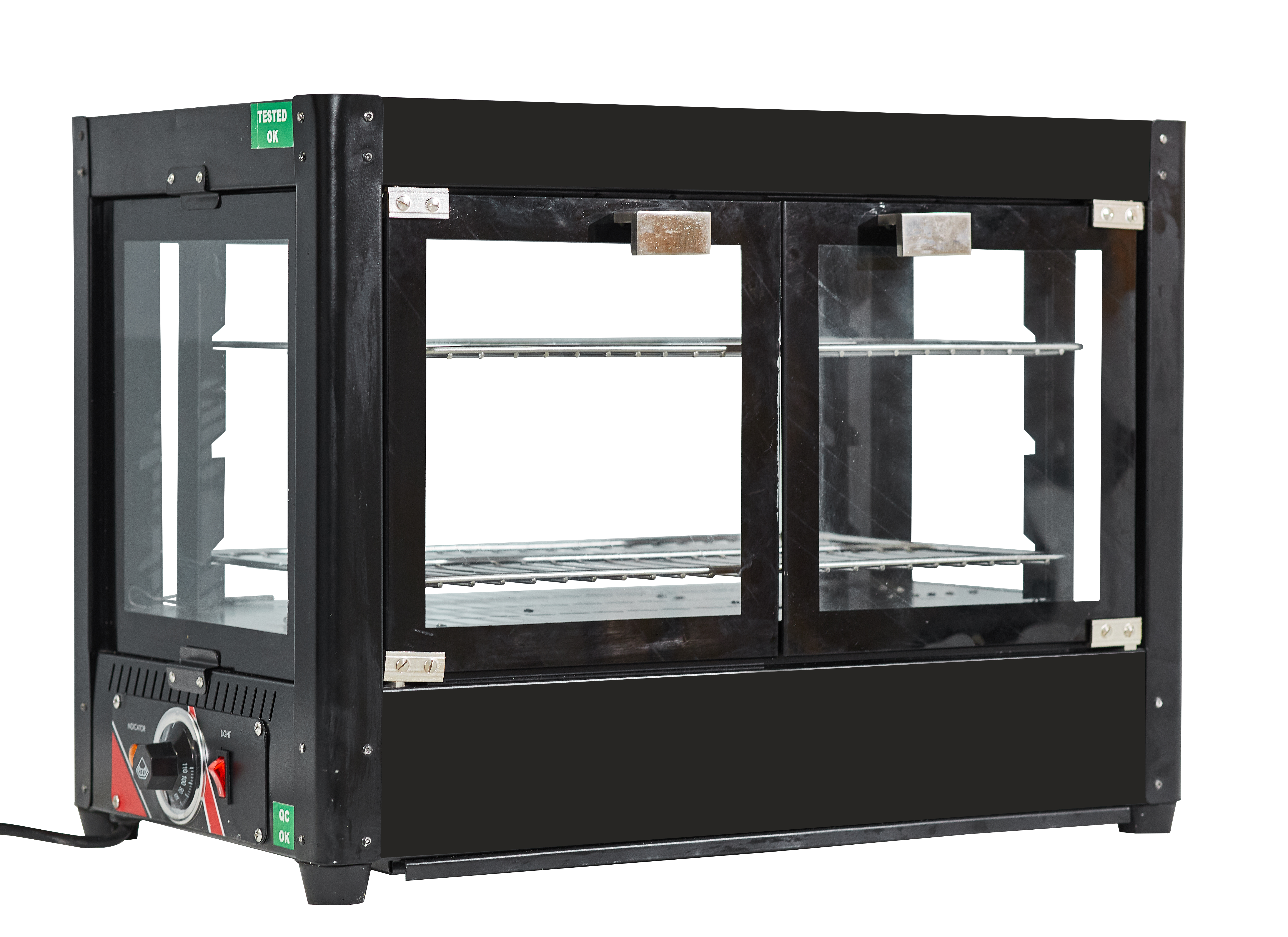 Commercial Food Display or Puff Warmer table top 0.8kw Single door , 404*404*546 mm with LED and Compact elegant Design with  Square type
