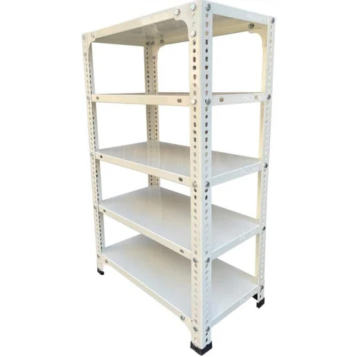 Mild Steel Slotted Angle Rack - Color: White