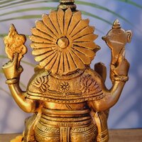 Aakrati Lord Ganesha Brass Blessing Religious Statue for Prosperity Yellow