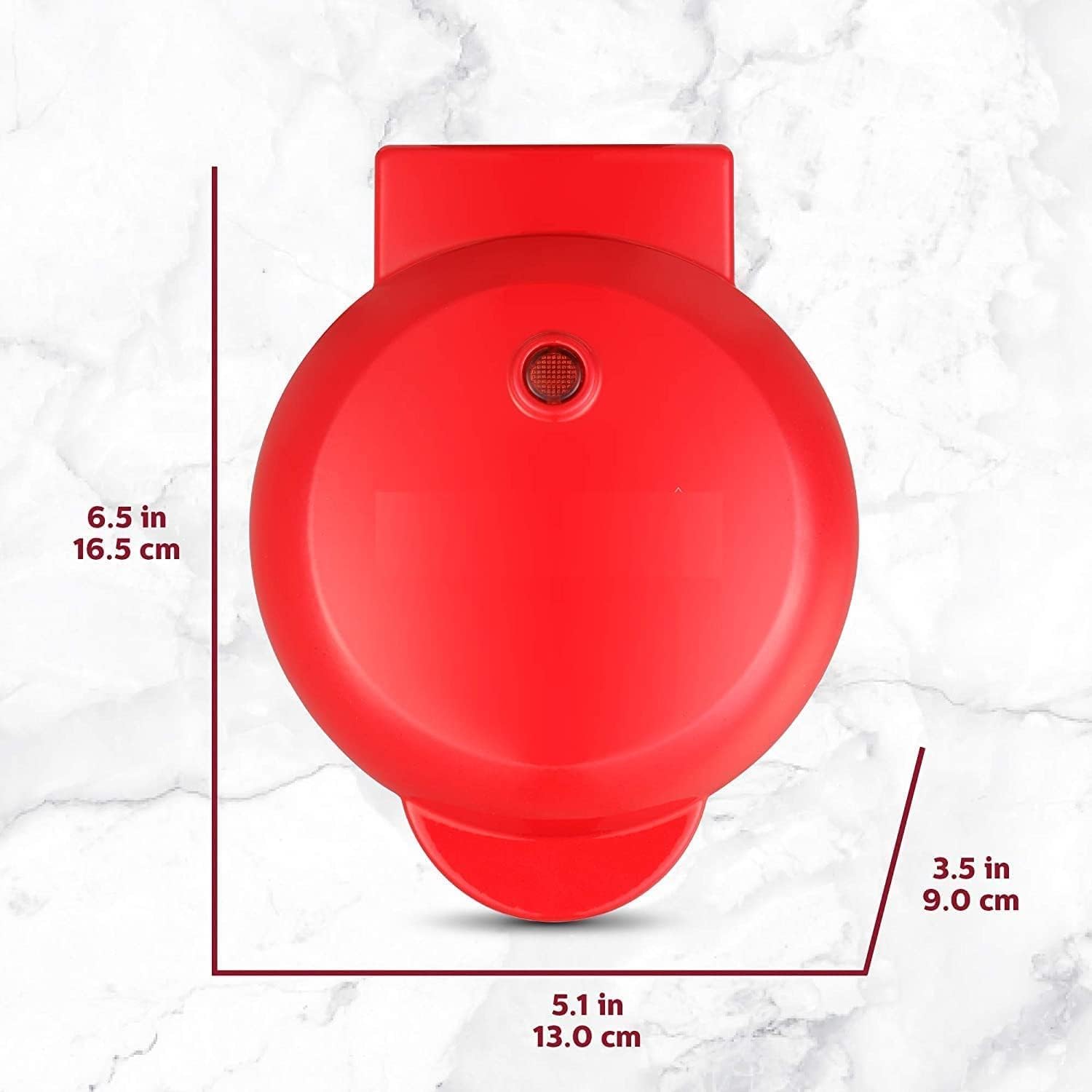 Waffle Maker - Non-stick Plate, 6x6x4 Inches, Vibrant Red Color, 700w Power | Quick Single Waffle Maker With User-friendly Design
