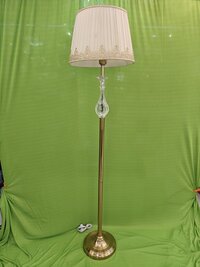 Modern-Style Crystal Floor Lamp with Embroidered Shade and Gold Base