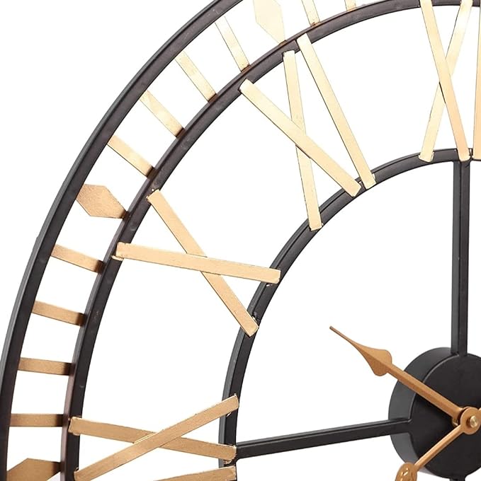 Roman Number Metal Wall Clock - Color: Black
