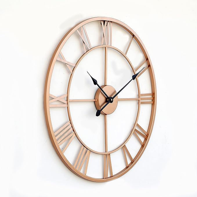 Round Metal Wall Clock - Color: Golden