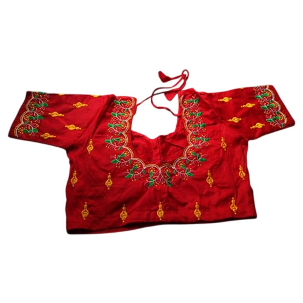 Ladies Red Satin Kompyuter Blouse - Color: Different Available