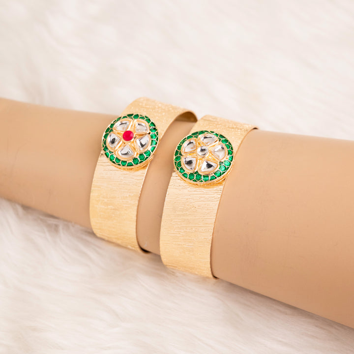 Adjustable Designer Golden Kada | Size: 20mm, Colors: Red, Green, Mint Green - Unique Adjustable Design, Elegant Jewelry Accessory, Stylish Addition