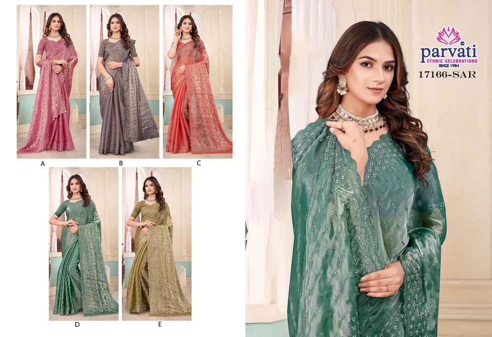 Parvati Multicolor Chiffon Saree -17166