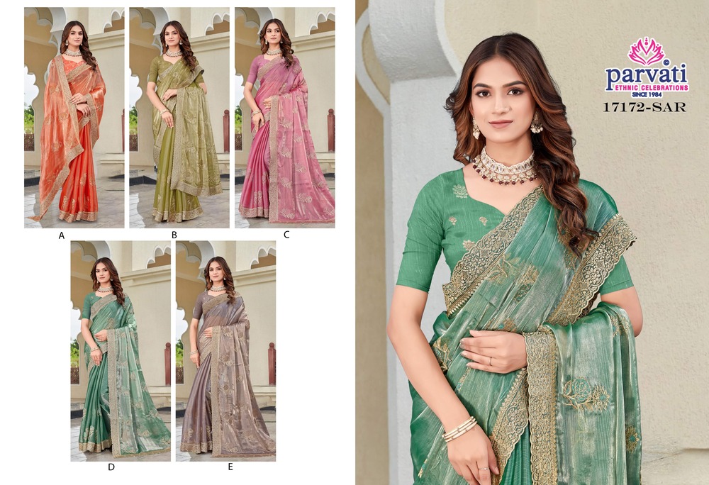 Parvati Multicolor Chiffon Saree -17172