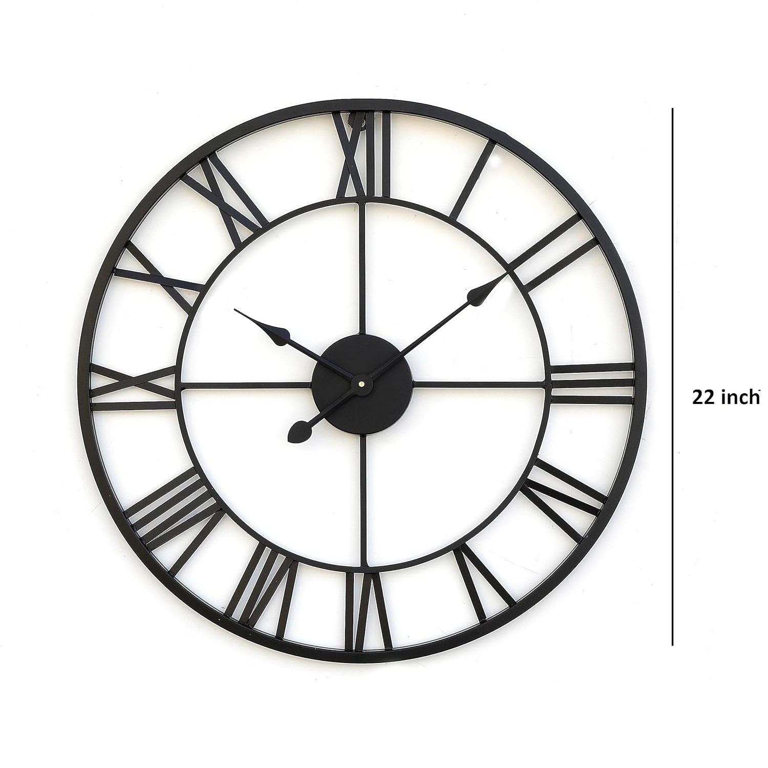 Black Wall Metal Clock - Premium Quality Iron, 24 Inches Round, Powder Coated Black | Handcrafted Design, Elegance, Sophistication, Quartz Movement