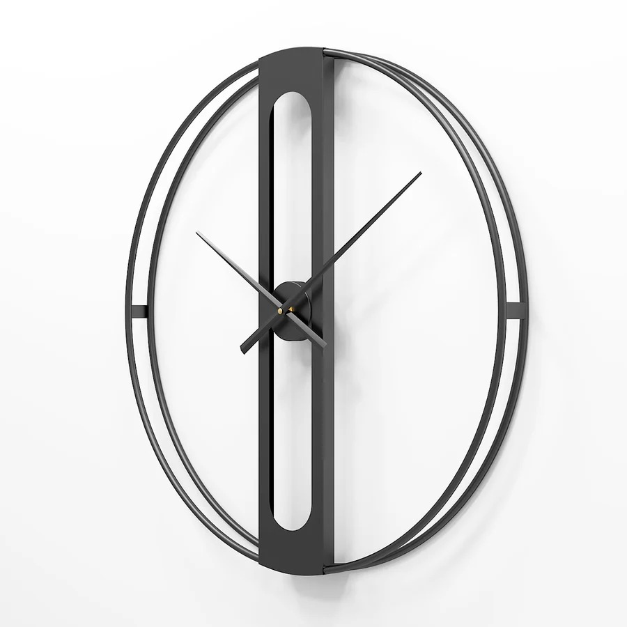 Black Capsule Wall Metal Clock - Shape: Round