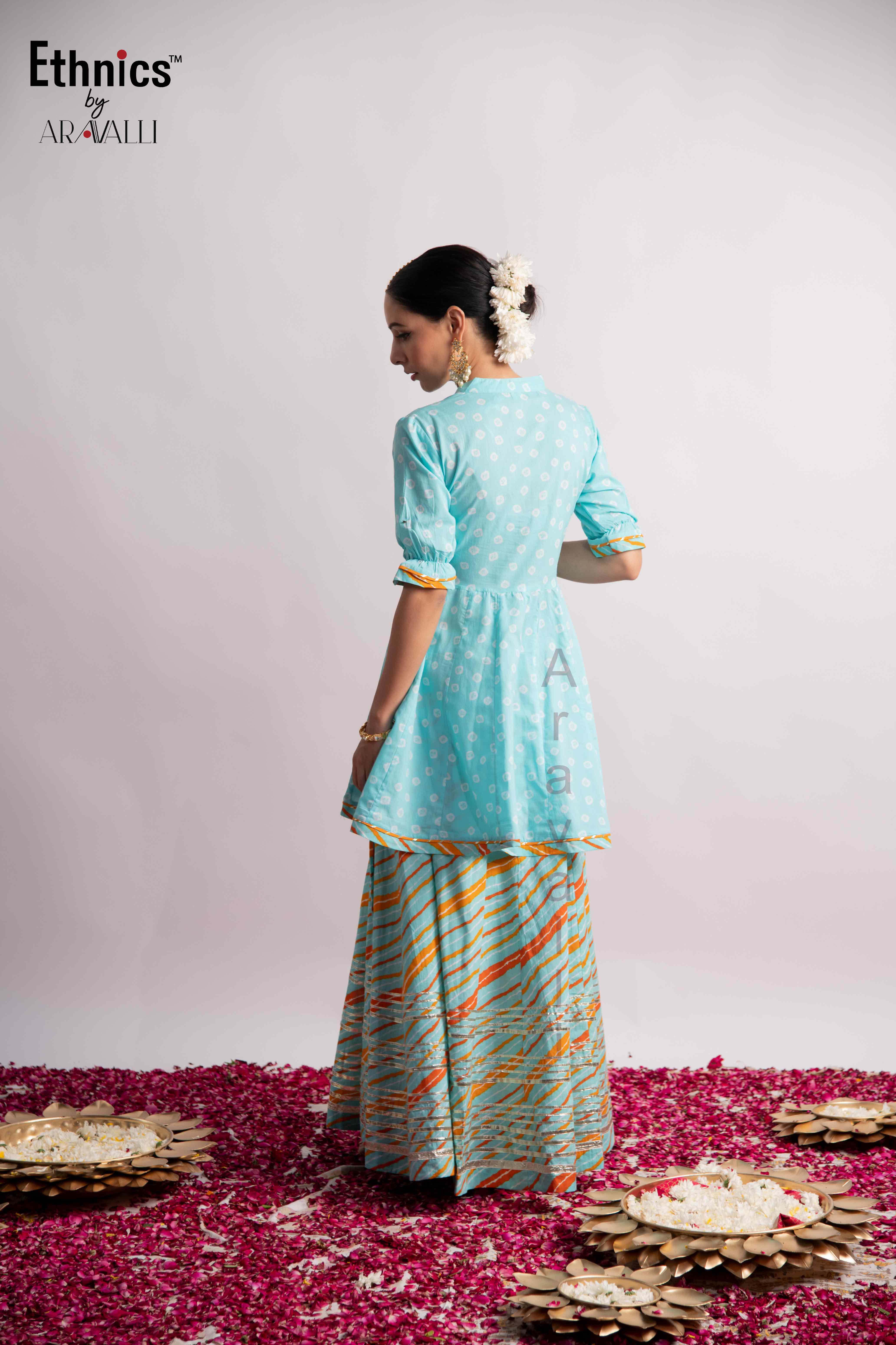 Kurta Sharara Dupatta - Color: Blue