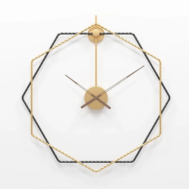 Hexagon Wall Metal Clock - Color: Golden