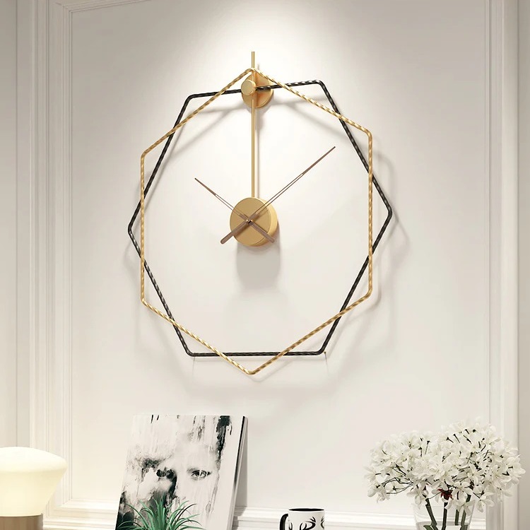 Hexagon Wall Metal Clock - Color: Golden