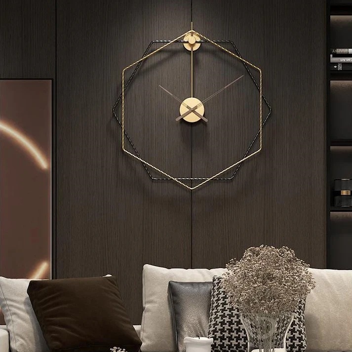 Hexagon Wall Metal Clock - Color: Golden