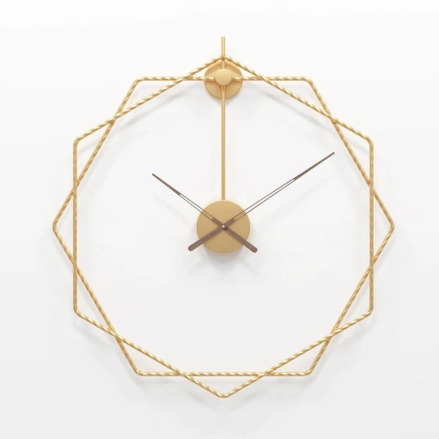 Gold Hexagon Wall Metal Clock