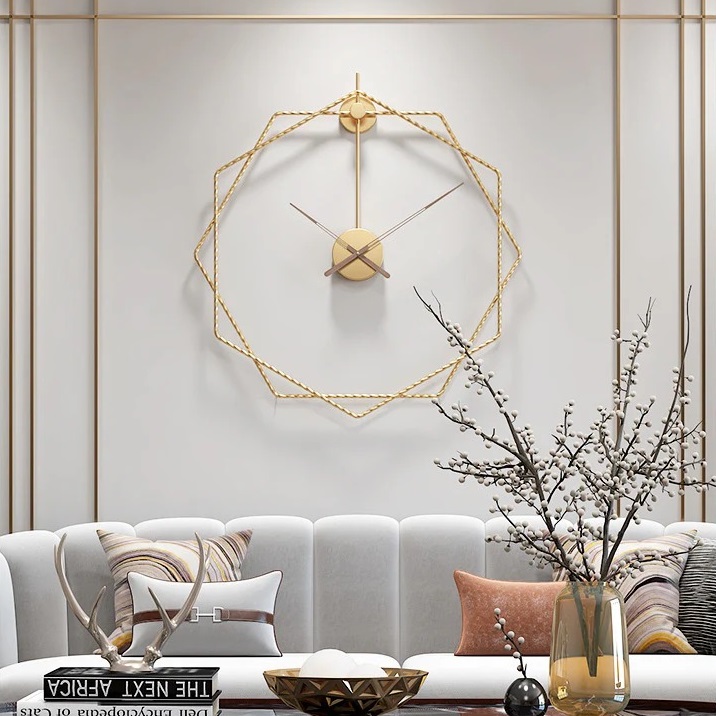 Gold Hexagon Wall Metal Clock