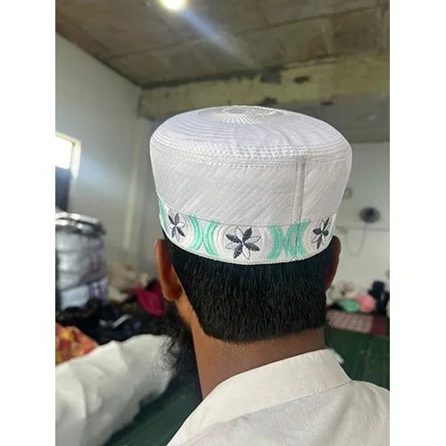 Bokis Cap - Cotton, White Color, Embroidered Design | Traditional Indian Men's Headwear