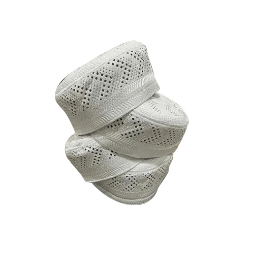 Bokis Cap - Cotton Fabric, White Color | Embroidered Design, Washable for Men