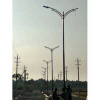 Mild Steel Dual-arm Ms Street Light Pole - Color: White