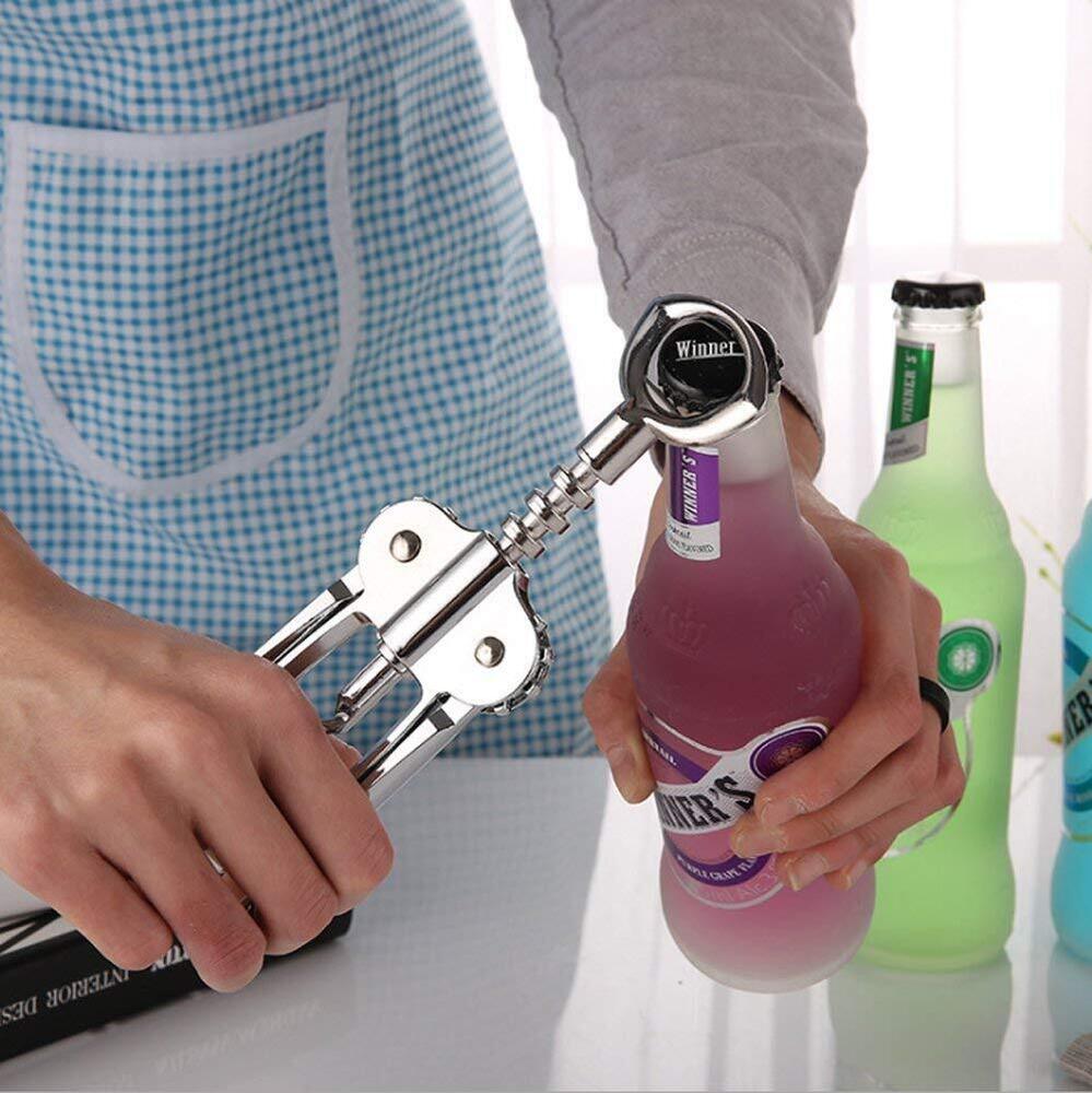 Cherrybox Stylish Straight Wings Bottle - Silver, Manual Corkscrew Opener, Standard Size With 1-year Warranty