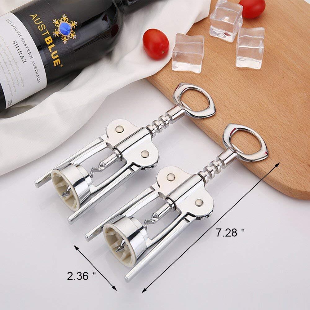 Cherrybox Stylish Straight Wings Bottle - Silver, Manual Corkscrew Opener, Standard Size With 1-year Warranty