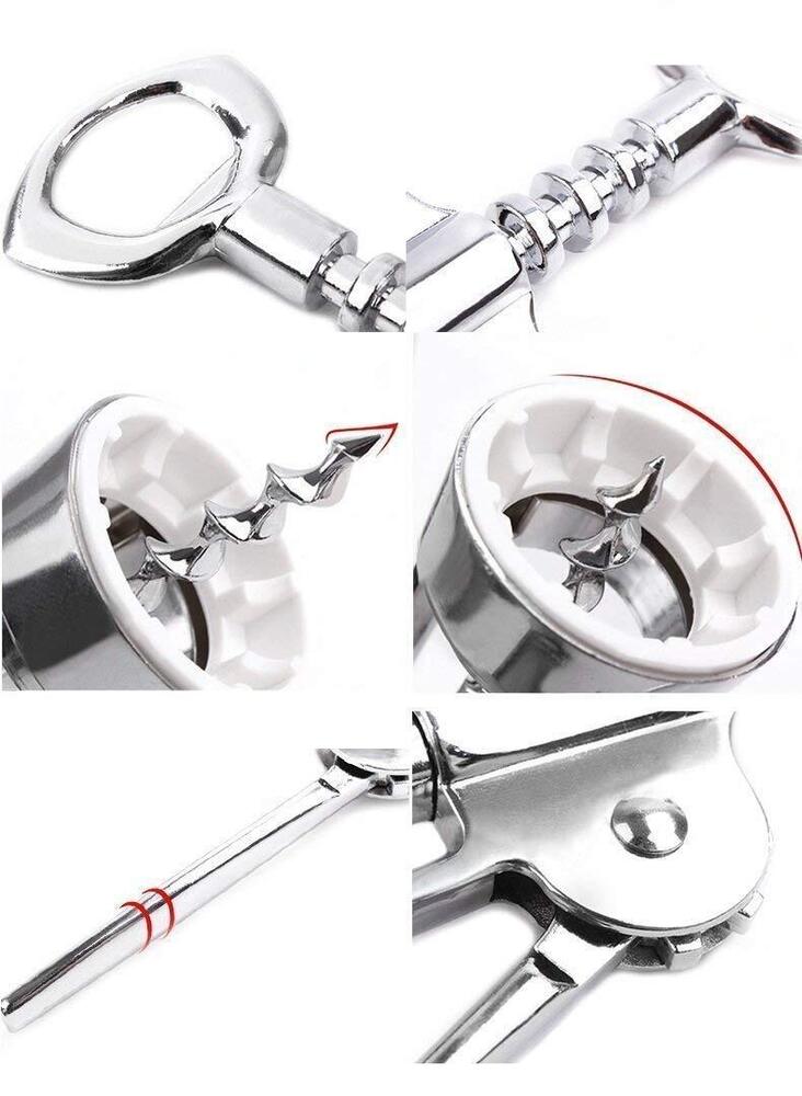 Cherrybox Stylish Straight Wings Bottle - Silver, Manual Corkscrew Opener, Standard Size With 1-year Warranty