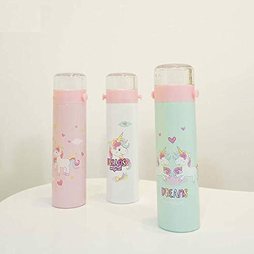 Cherrybox Unicorn Print Steel Flask Bottle Glass Top With Strap 280 Ml White - Color: Multicolour