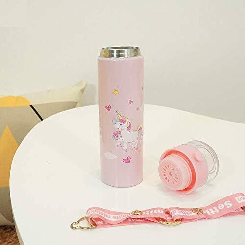 CherryBox Unicorn Print Steel Flask Bottle Glass Top with Strap 280 ml White