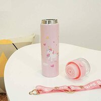 CherryBox Unicorn Print Steel Flask Bottle Glass Top with Strap 280 ml White