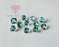 Natural Blue Topaz Gemstone Handmade Cushion Shape Faceted Cut Loose Stone