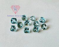 Natural Blue Topaz Gemstone Handmade Cushion Shape Faceted Cut loose Stone