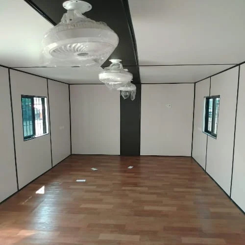 Mild Steel Portable Office Cabin - 8x20 Feet Dimensions, Steel Door, UPVC Flooring, MDF Roof, High Wind Resistance, Sliding Window, Insulated Walls