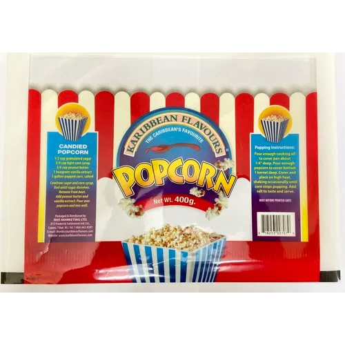 Popcorn Snacks Pouches - High-Quality Plastic, Multiple Size Options, Various Colors - Embossed Surface with Vibrant Digital Printing, Warranty Included