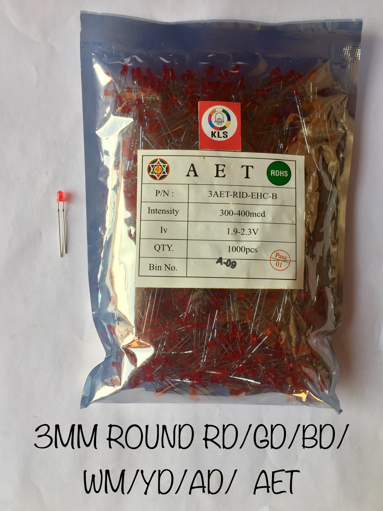 3mm Led - 3mm Round, Dome, Oval, Topcut, Diffused | All Colors, Short Pin And Long Pin, Rated Voltage 2v/3v