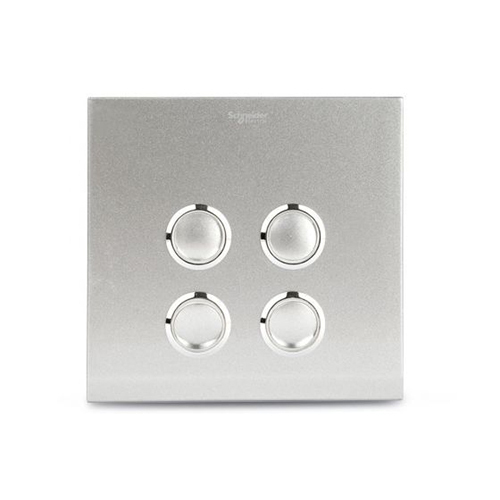 Uc24Sw-P-Xpw-Os Electric Ulti Impress - 4 Gang Push-Push Switch Cover - Color: Silver