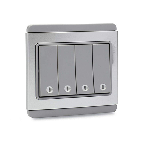 0A 4 Gang 1 Way Horizontal Switch - Color: Grey