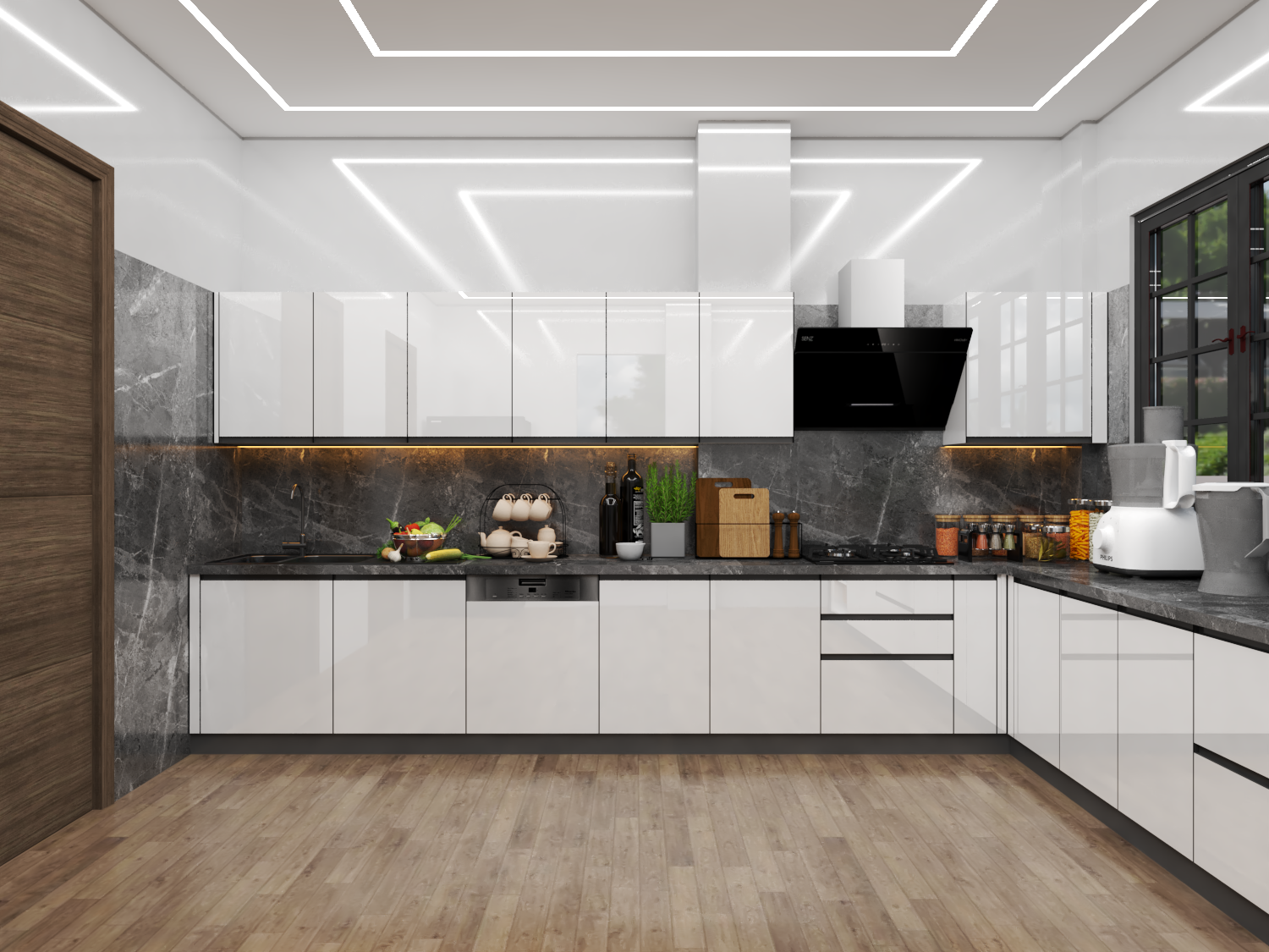 Modular Kitchen Brown/White