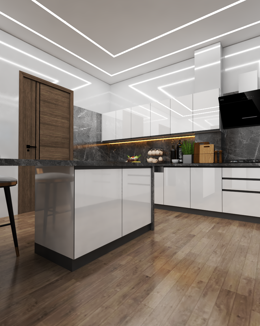 Modular Kitchen Brown/white - Brand Name: Jindal Steel