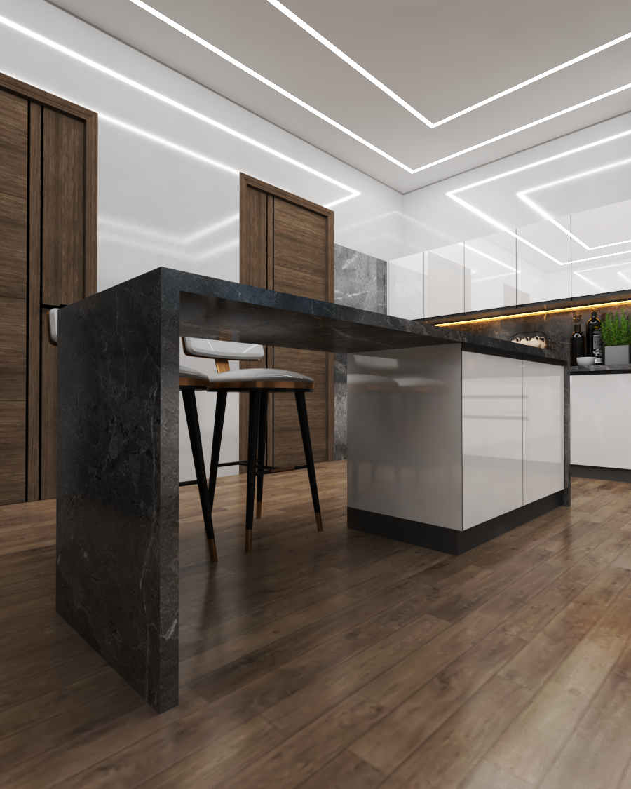 Modular Kitchen Brown/White