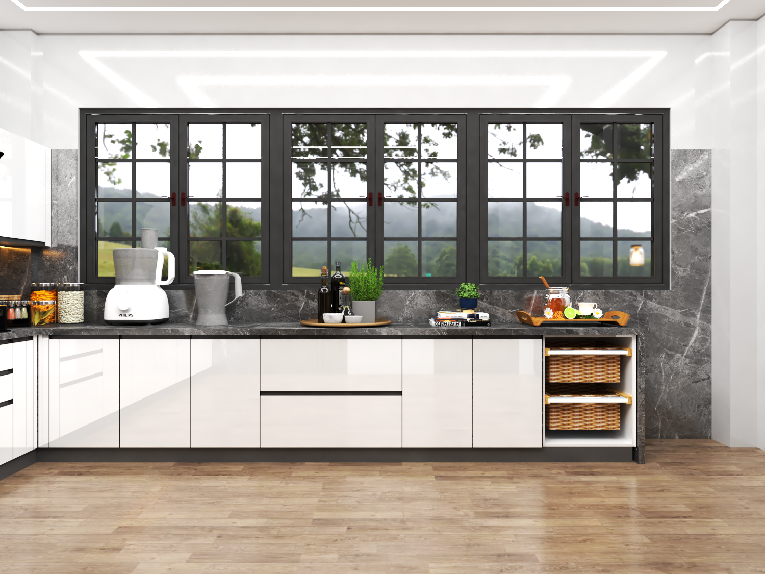 Modular Kitchen Brown/white - Brand Name: Jindal Steel