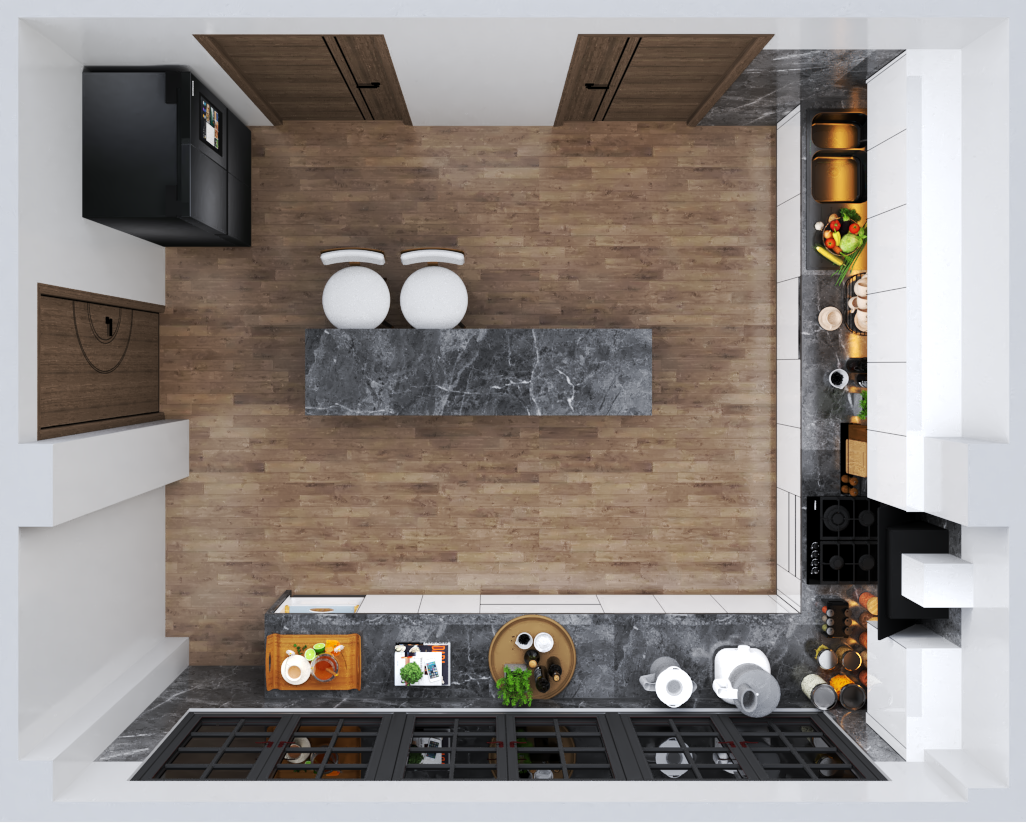 Modular Kitchen Brown/White