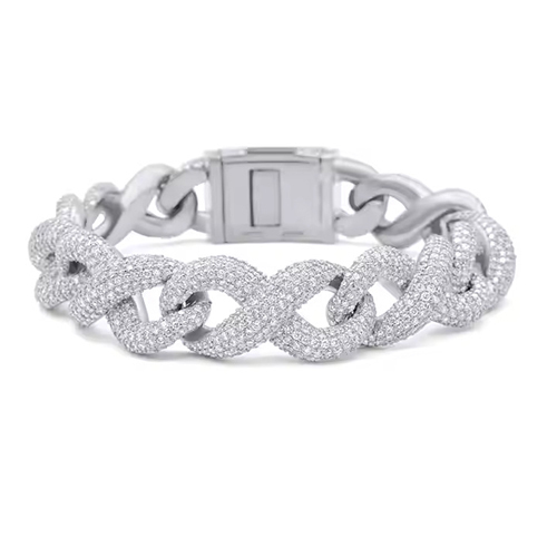 Silver Moissanite Diamond Hiphop Bracelet