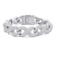 Silver Moissanite Diamond Hiphop Bracelet - Color: Sliver