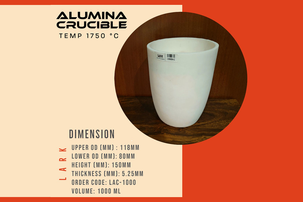 1750 Degree C-1000 Ml Alumina Crucible - Color: White