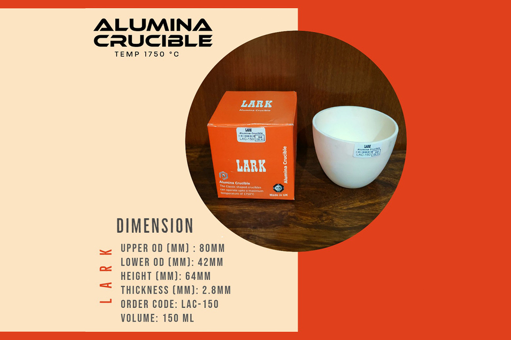 1750 Degree C-150 Ml Alumina Crucible - Color: White