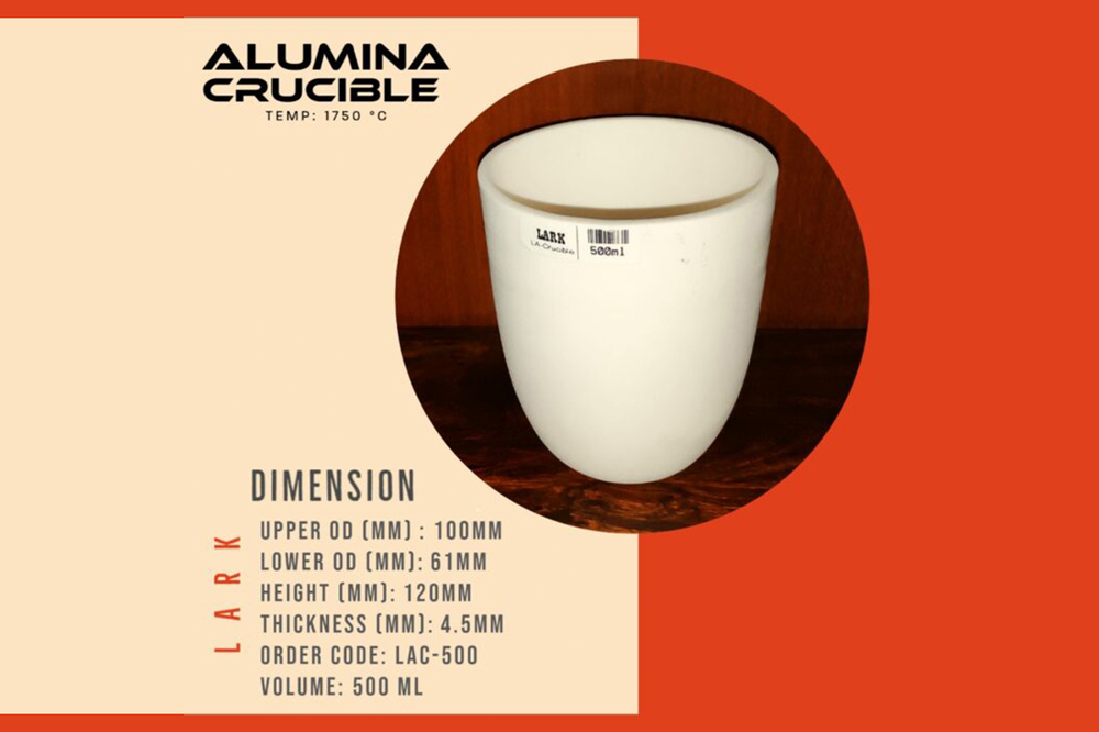 Alumina Crucible - 500ml Size, White Color, High-Temperature Resistant Alumina Ceramic, Excellent Chemical Stability and Durability