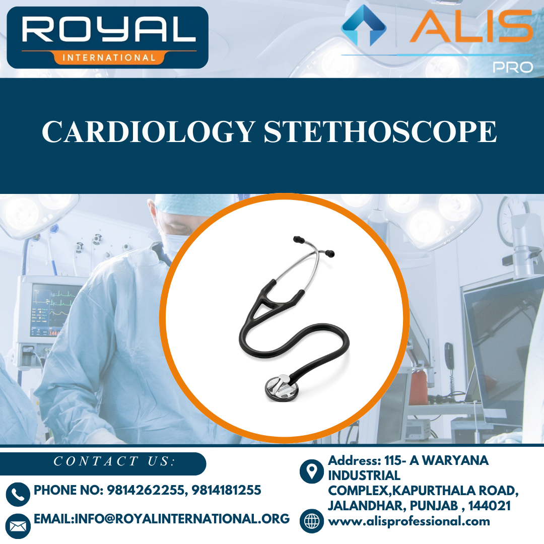 Cardiology Stethoscope - Metal & Rubber, Standard Size, Black | Manual Operation, Lightweight, Portable, Acoustic Technology For Medical Diagnosis