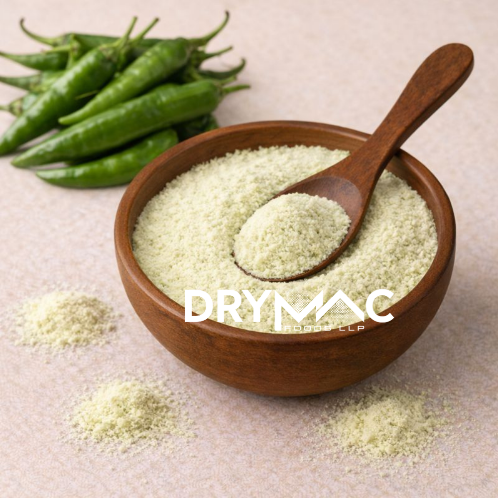 Spray Dried Green Chili Powder - Powdered Form, 12-Month Shelf Life, Water Soluble | Ideal for Instant Beverage Premixes, Health Foods, Bakery Products, Baby Foods, Jellies