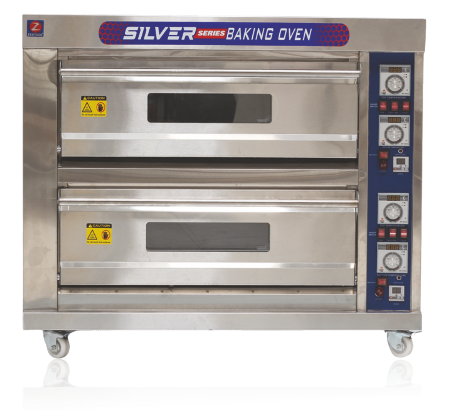 Commercial Double Door Pizza Oven 2 Deck 4 Tray Electric / Gas  Digital control Panel Universal castor with High Grade  Stainless steel body   - RCE-1000-202