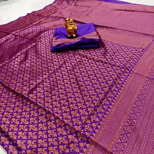 Ladies Purple Color Banarasi Silk Saree