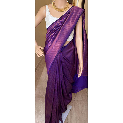 Ladies Purple Color Banarasi Silk Saree